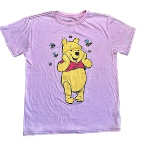 Disney Winnie the Pooh Pink Graphic T-Shirt Small Cartoon Tee